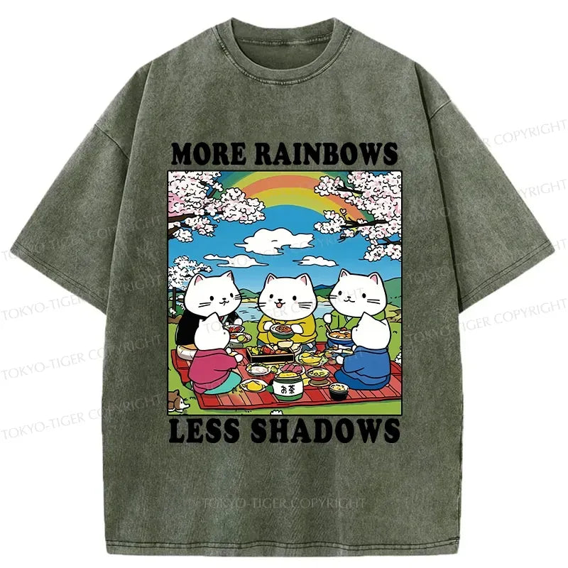 Kyoto-Lion More Rainbows Less Shadows Funny Washed T-Shirt