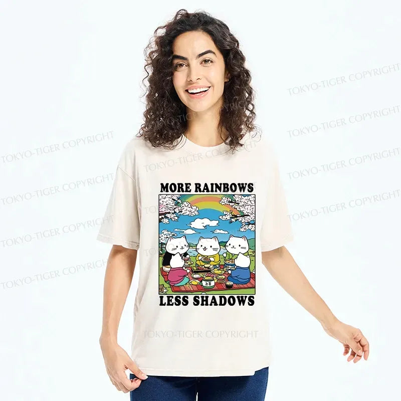 Kyoto-Lion More Rainbows Less Shadows Funny Washed T-Shirt