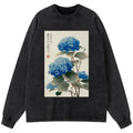ukiyoe hydrangeas washed long sleeve tshirt