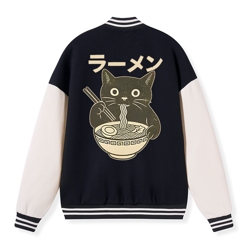 Comfortable Black Cat Eating Ramen Jacket
