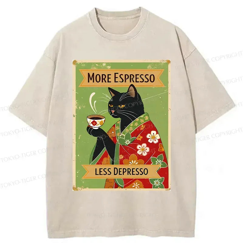 Trendy Black Cat Coffee T-Shirt