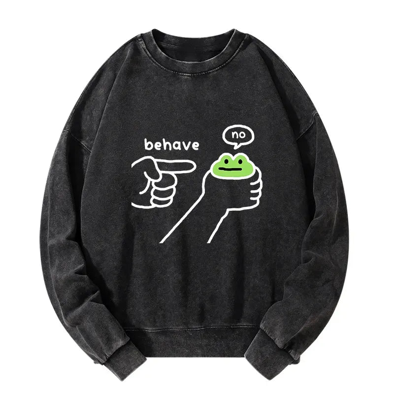 dishonest frog washed sweatshirt with free shipping