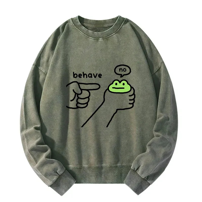 dishonest frog washed sweatshirt with free shipping