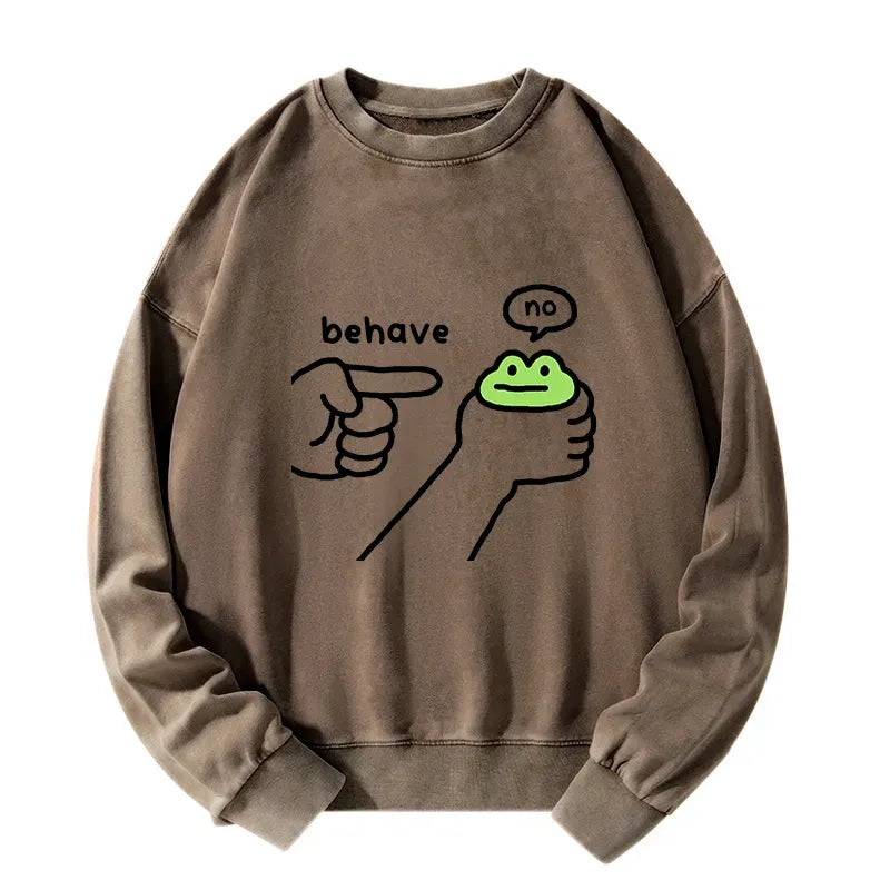 dishonest frog washed sweatshirt with free shipping