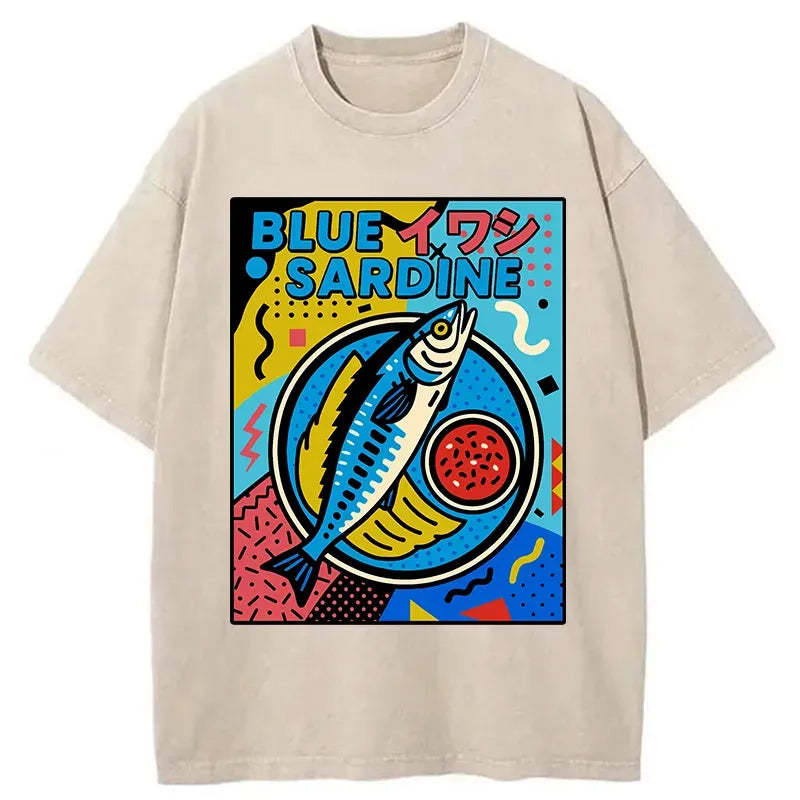 Kyoto-Lion Memphis Style Sardine Washed T-Shirt