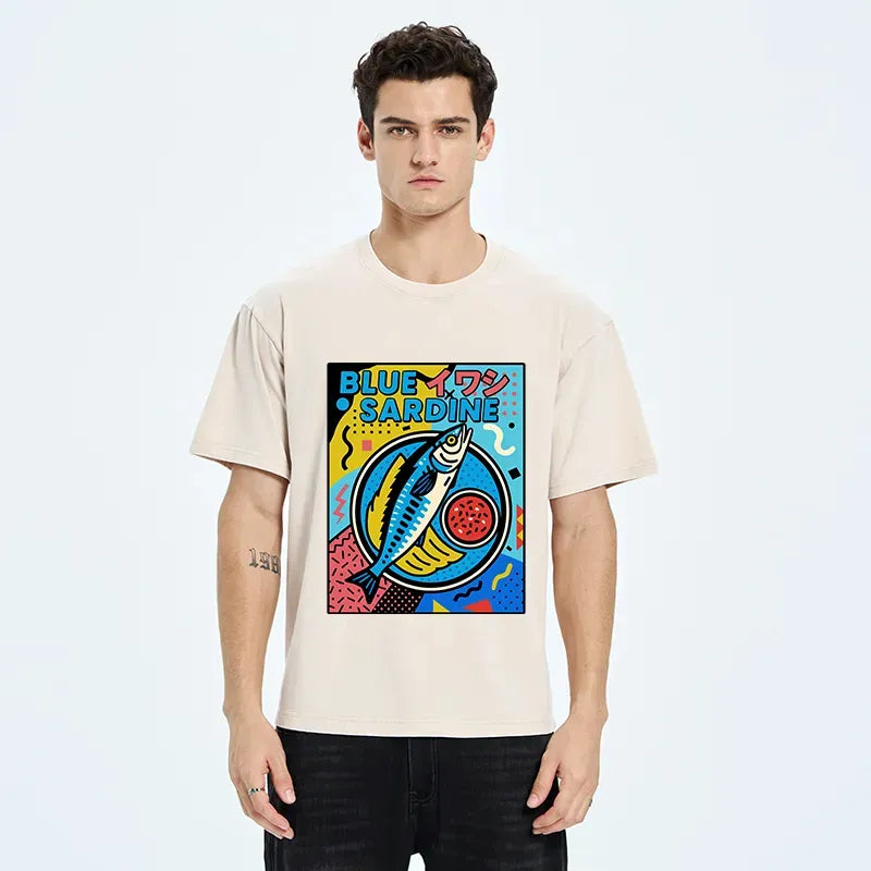 Kyoto-Lion Memphis Style Sardine Washed T-Shirt