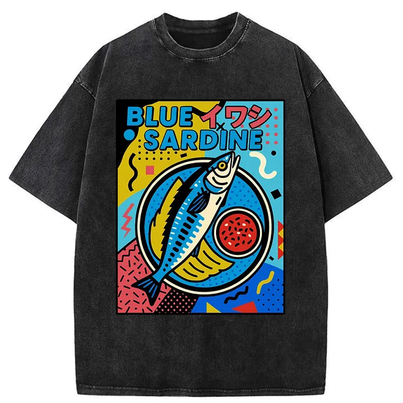 japanese sardine washed t-shirt for daily wear