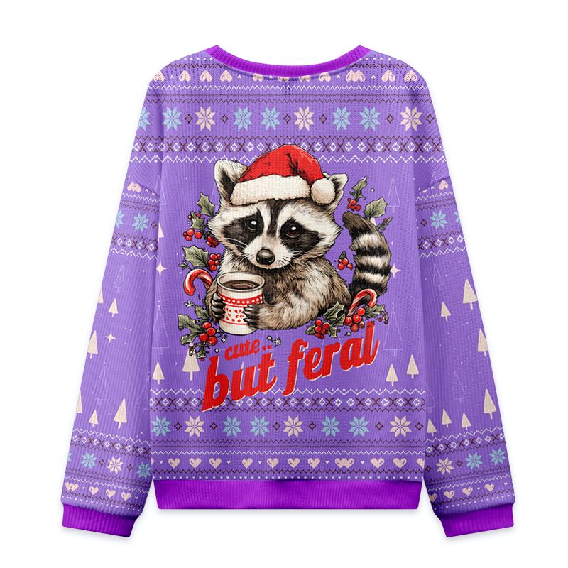 Kyoto-Lion Funny Raccoon£ºCute But Feral Christmas Ugly Sweatshirt