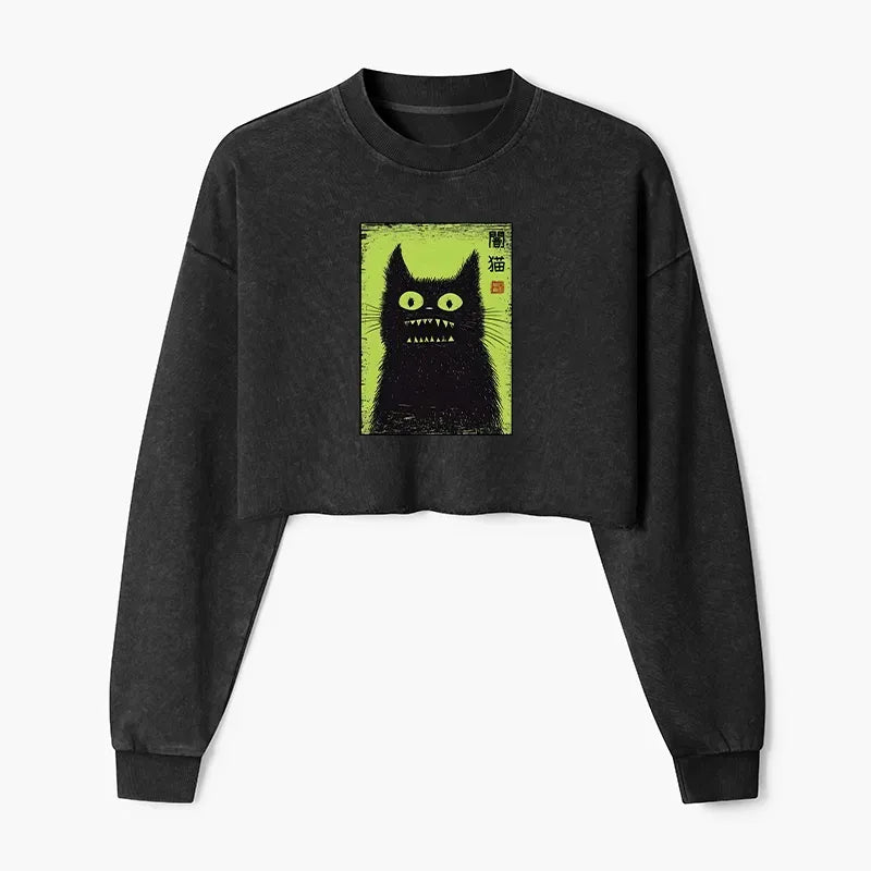 Spooky Cat Japanese Sweatshirt Gift