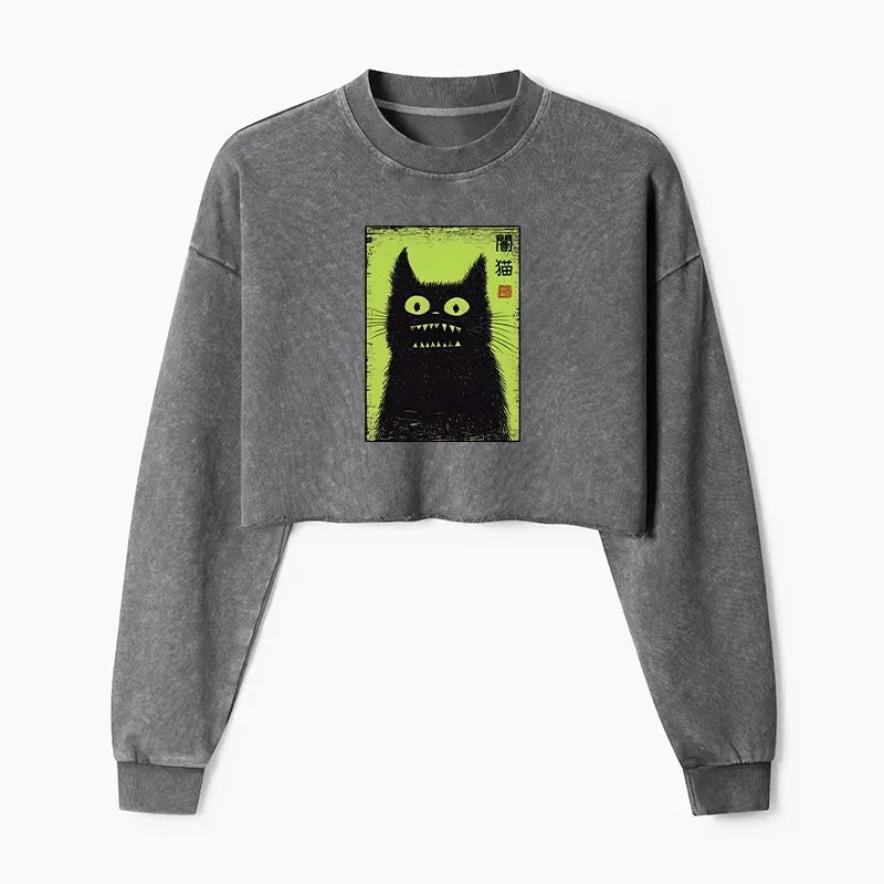Spooky Cat Japanese Sweatshirt Gift