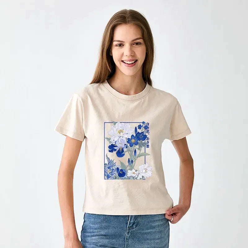 Kyoto-Lion Blossoms Of The Firmament Women's Washed T-shirt