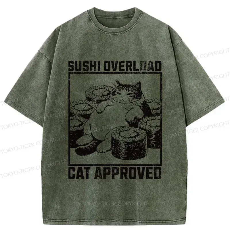 Kyoto-Lion Fat Cat And Sushi Washed T-Shirt