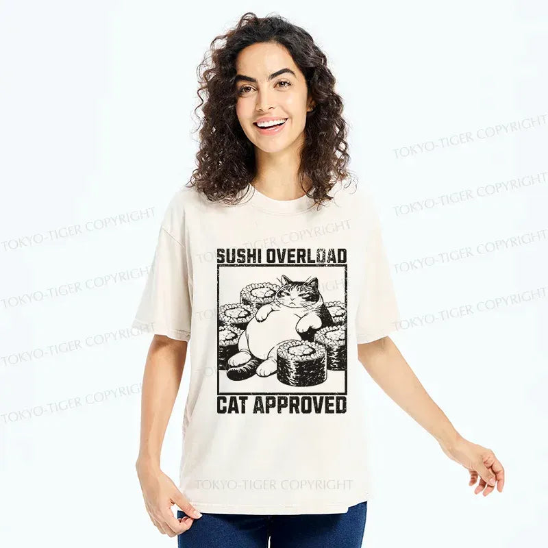Kyoto-Lion Fat Cat And Sushi Washed T-Shirt