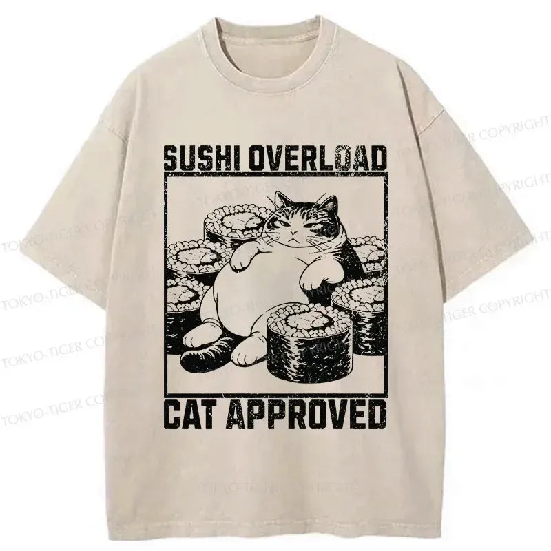 Kyoto-Lion Fat Cat And Sushi Washed T-Shirt