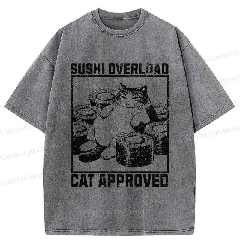 Kyoto-Lion Fat Cat And Sushi Washed T-Shirt