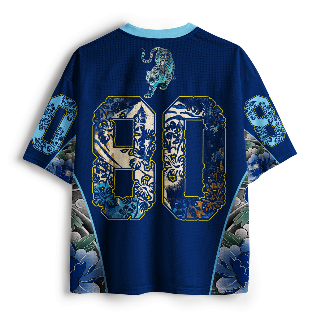 Japanese Lion Tiger Unisex Mesh Jersey
