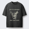 Kyoto-Lion Life Is Highway Deer Washed T-Shirt