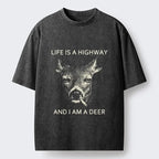 Kyoto-Lion Life Is Highway Deer Washed T-Shirt