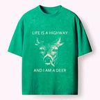 Kyoto-Lion Life Is Highway Deer Washed T-Shirt
