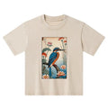 Kyoto-Lion Ukiyo-e Kingfisher Kids Washed T-Shirt