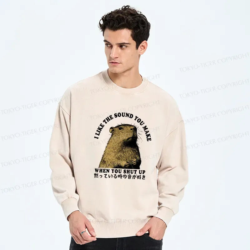 Japanese Kyoto Lion Washed Sweatshirt for Daily Wear