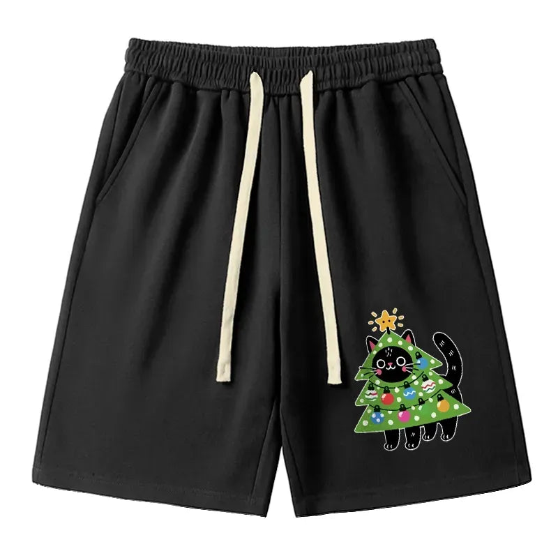 Kyoto-Lion Christmas Tree Cat Unisex Shorts