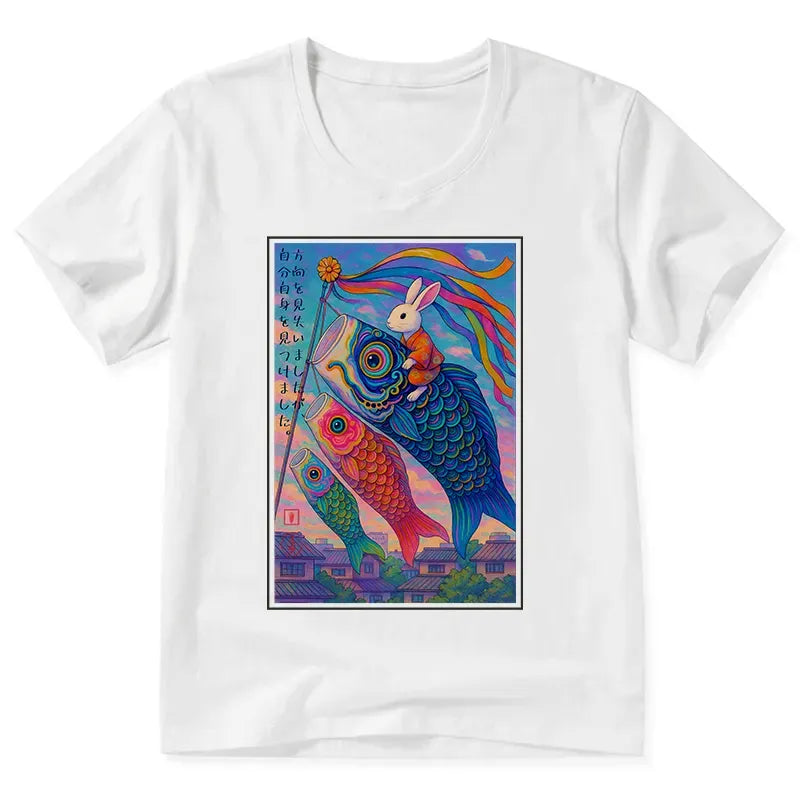 vintage rabbit v neck tee for casual daily wear