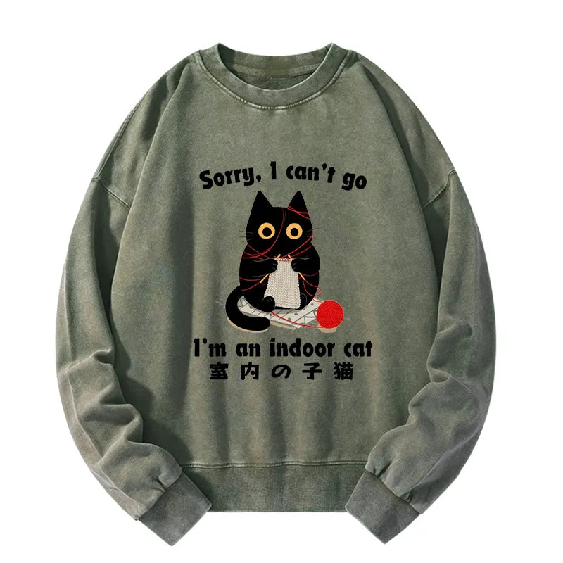 Kyoto-Lion Indoor Cat Meme Washed Sweatshirt