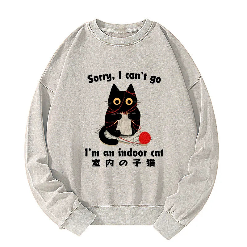 Kyoto-Lion Indoor Cat Meme Washed Sweatshirt