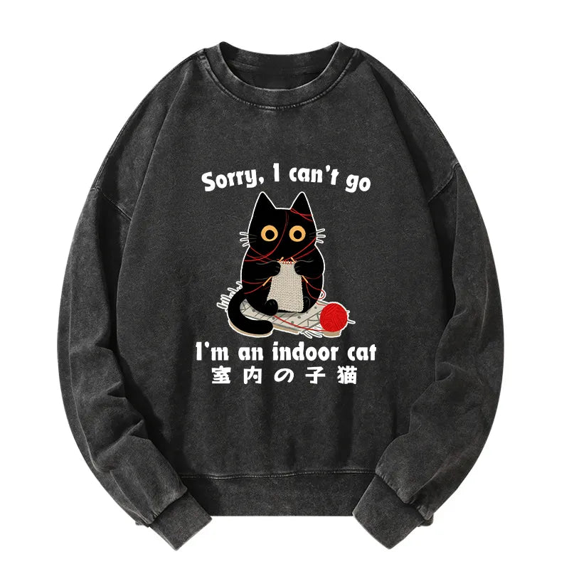 Kyoto-Lion Indoor Cat Meme Washed Sweatshirt