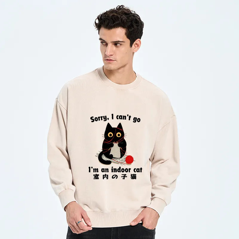Kyoto-Lion Indoor Cat Meme Washed Sweatshirt