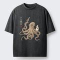 Japanese Woodblock Print Octopus T-Shirt for Daily Wear