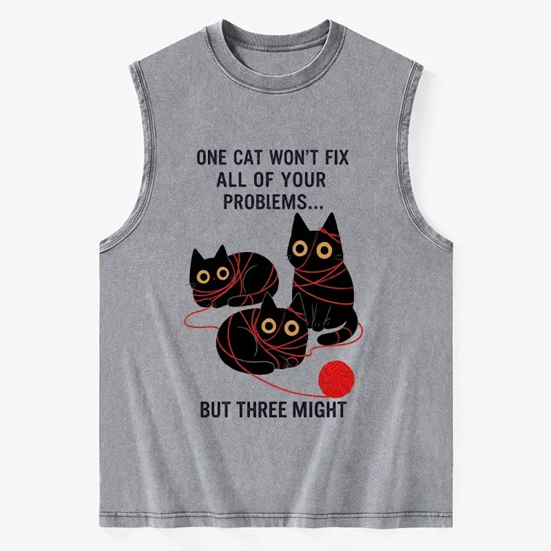 Funny Three Cats Fix All Problems Tank