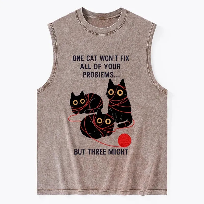 Funny Three Cats Fix All Problems Tank