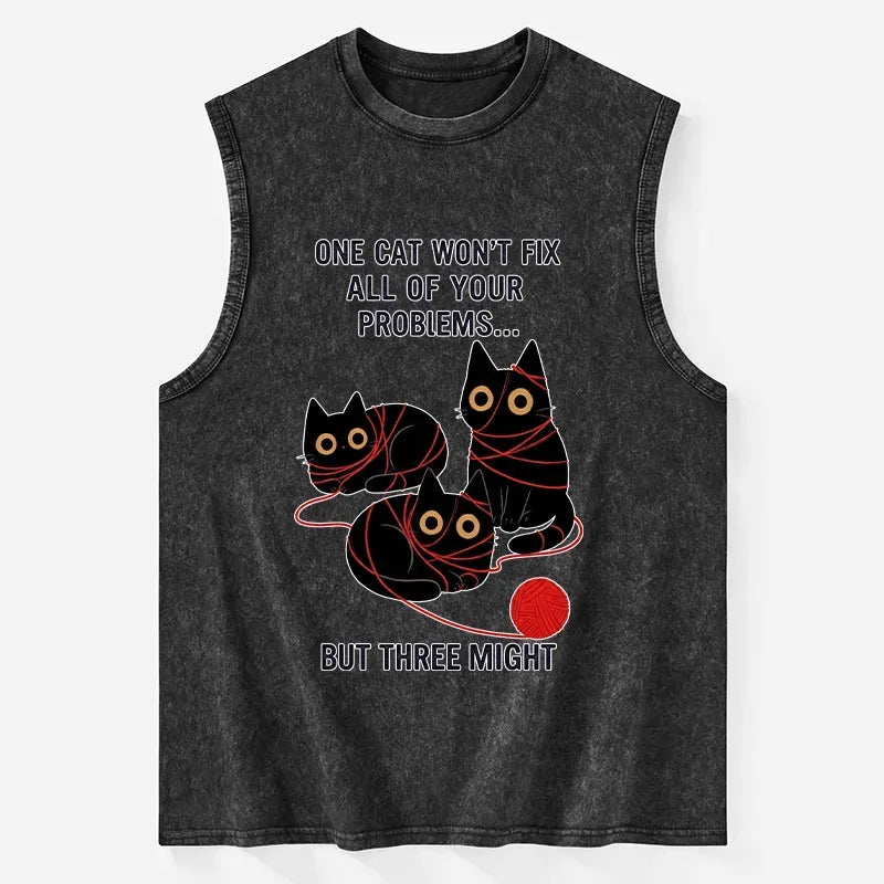 Best Seller Japanese Cats Washed Tank
