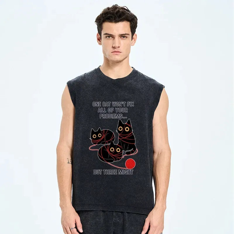 Best Seller Japanese Cats Washed Tank