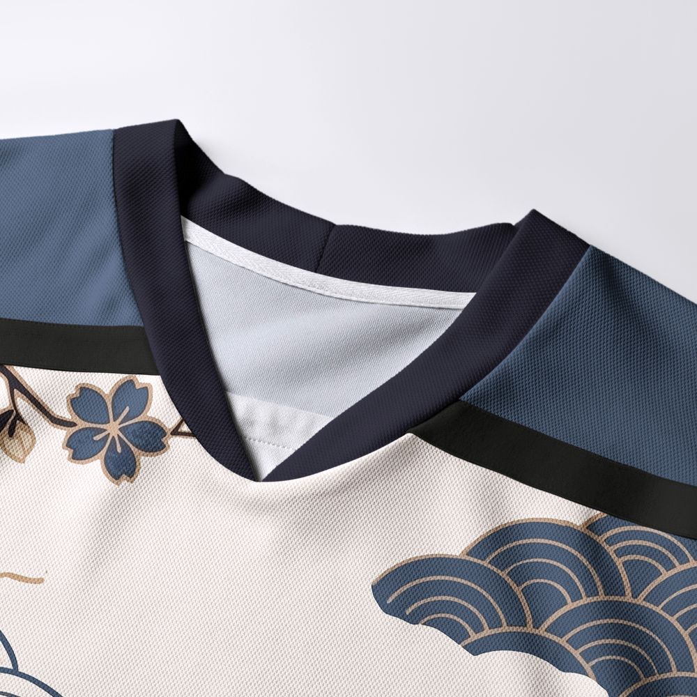 Kyoto-Lion Japanese Bat Eating Ramen Long-Sleeve Hockey Jersey