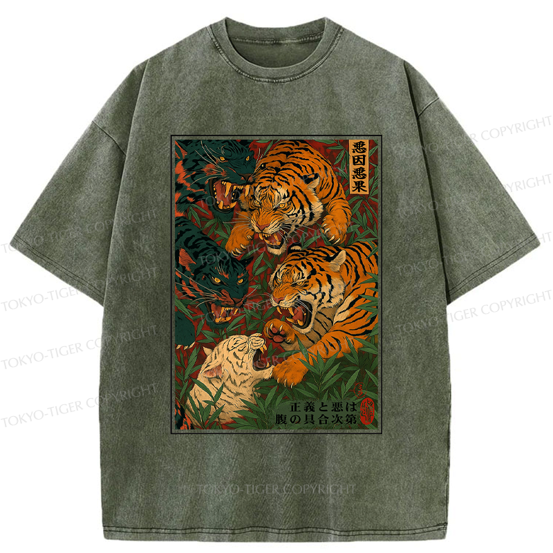 Unisex Washed Tiger Ukiyoe Tee on Sale