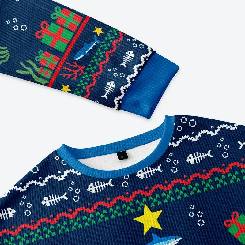 Kyoto-Lion Shark Christmas Tree Christmas Ugly Sweatshirt