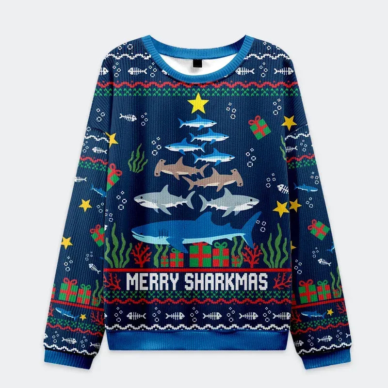 Kyoto-Lion Shark Christmas Tree Christmas Ugly Sweatshirt