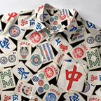 Kyoto-Lion Mahjong Tiles Button-up Shirt