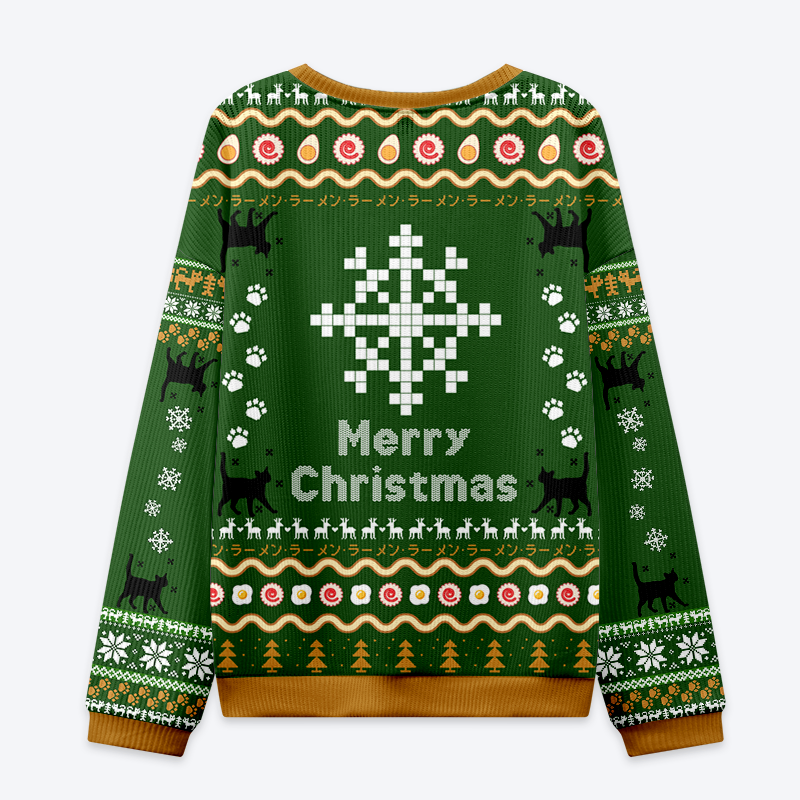 Kyoto-Lion All I Want for Christmas is Ramen Cat Ugly Sweatshirt