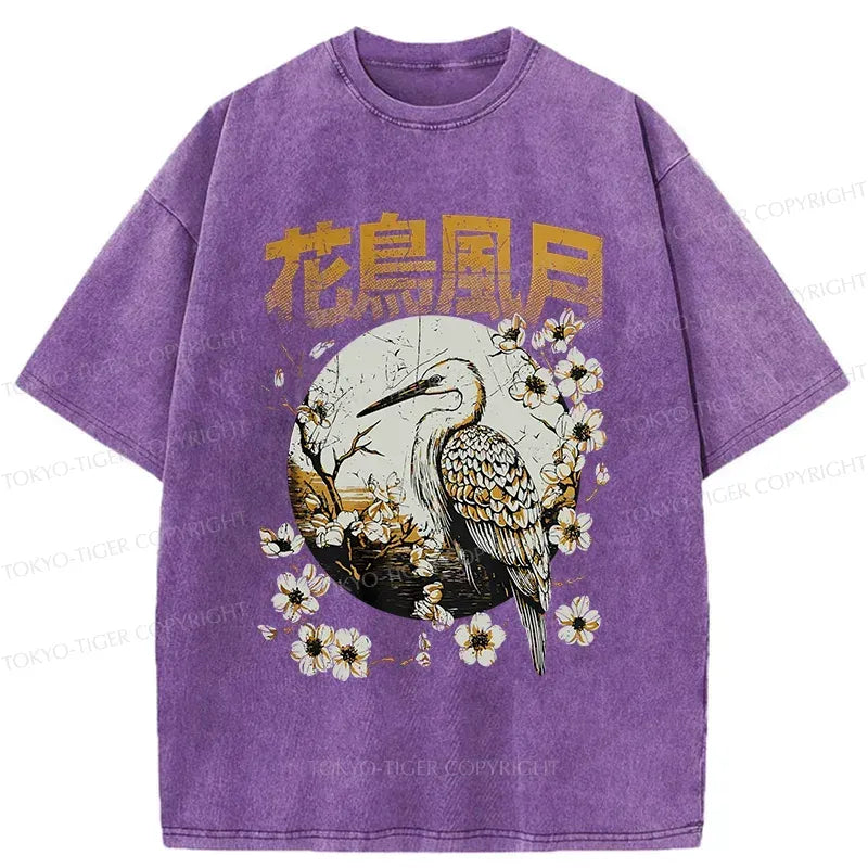 Kyoto lion flowers birds wind moon shirt