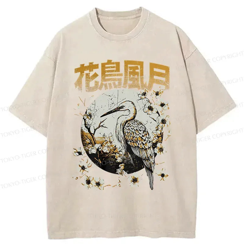 Kyoto lion flowers birds wind moon shirt