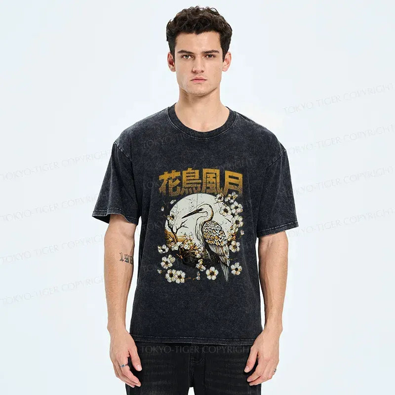 Japanese vintage washed t-shirt for daily wear