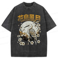 Kyoto-Lion Flowers Birds Wind And Moon Washed T-Shirt