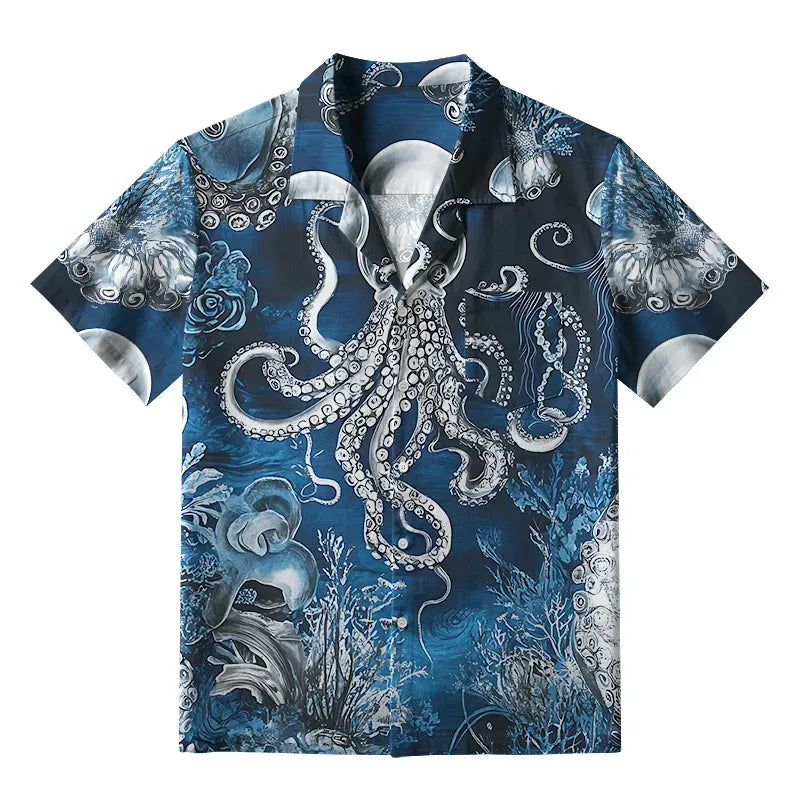 Japanese Octopus Hawaiian Shirt for Summer