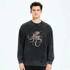 Japanese Calligraphy Octopus Washed Sweatshirt