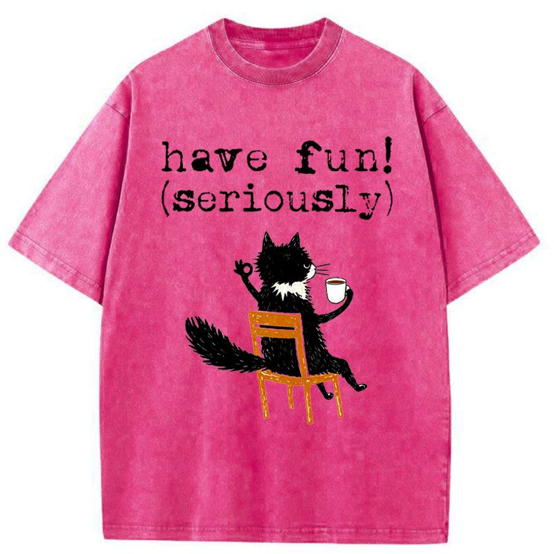 Japanese Cat Washed T-Shirt for Daily Wear