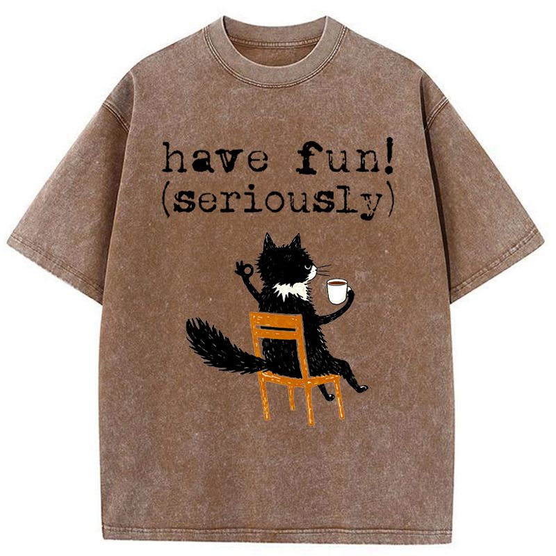 Kyoto-Lion Have Fun Cat Washed T-Shirt